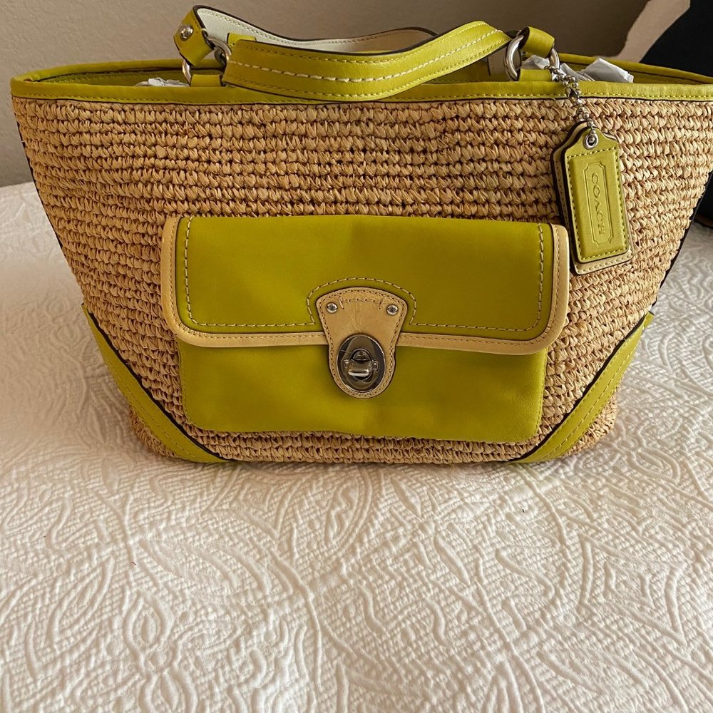 Coach Raffia and Leather Shoulder Bag/Satchel